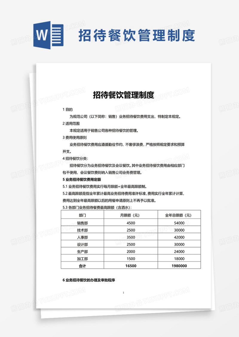 招待餐饮管理制度word模板