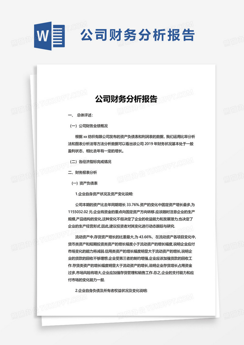 通用公司财务分析报告word模板