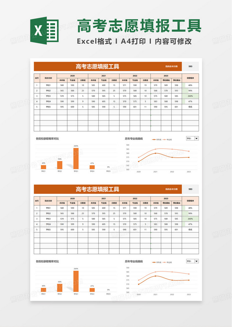 简单简洁高考志愿填报工具excel模板