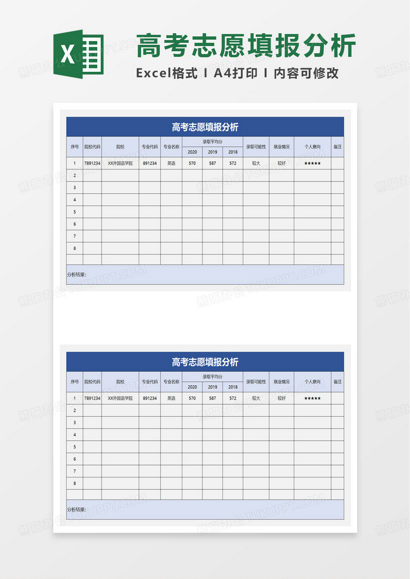 高考志愿填报分析excel模板