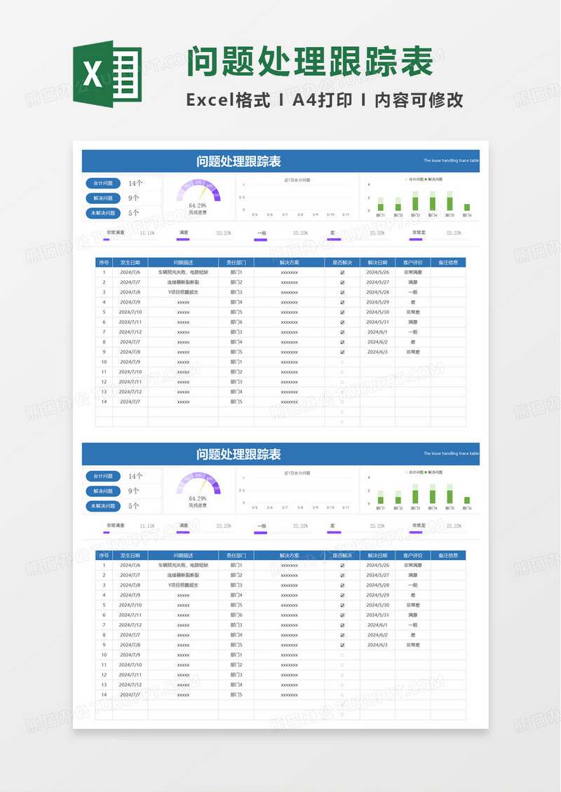 问题处理跟踪表excel模板