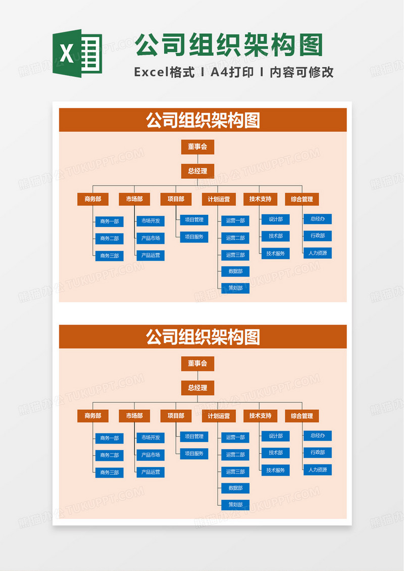 公司组织结构图excel模板