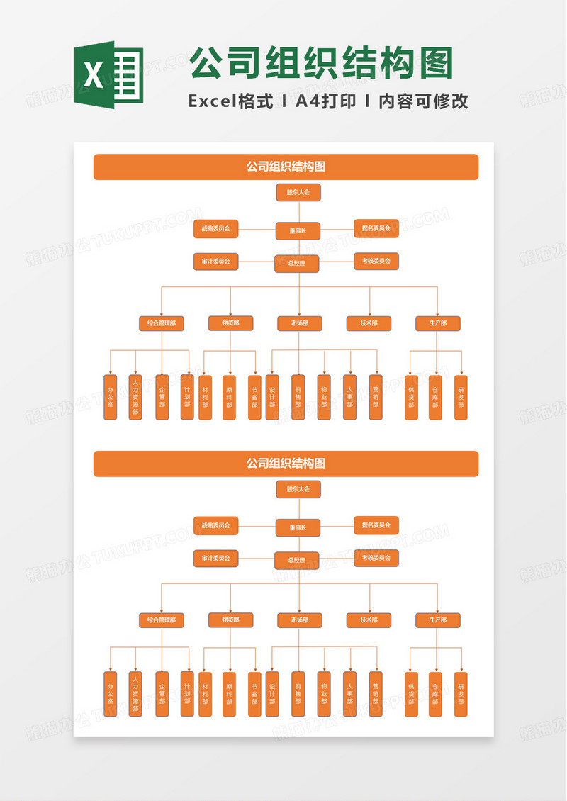简洁实用公司组织结构图excel模板