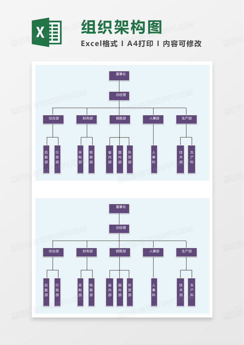 公司企业单位人事组织架构图excel模板