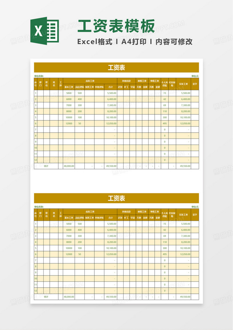 新个税工资表自动计算excel模板