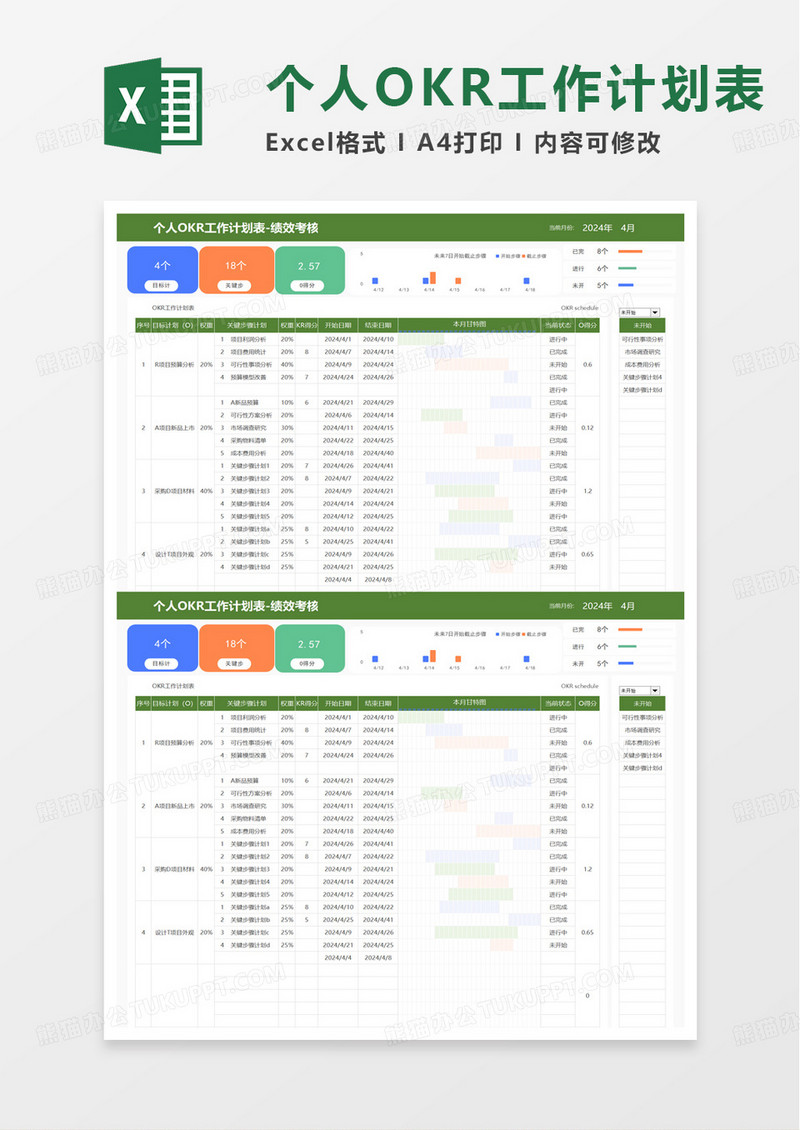 个人OKR工作计划表excel模板