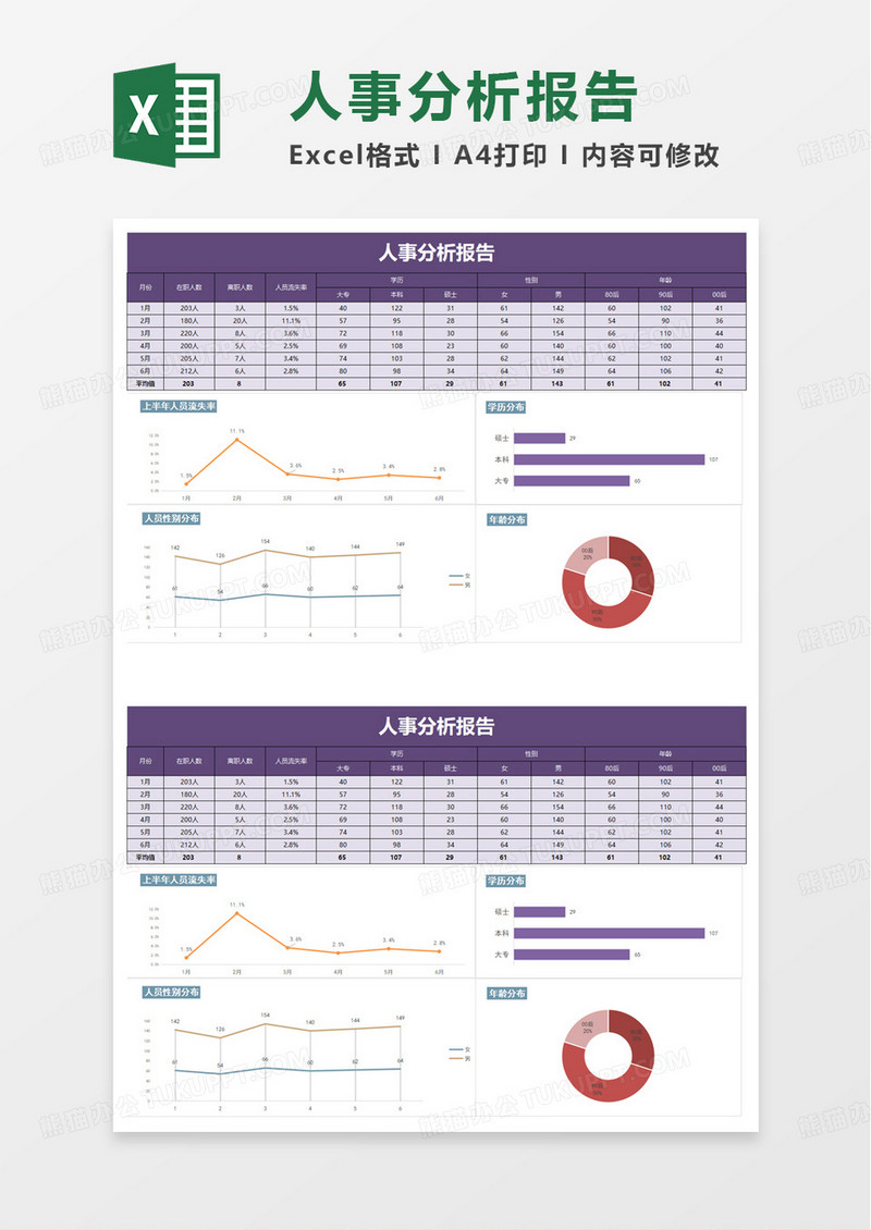 人事数据分析报告excel模板