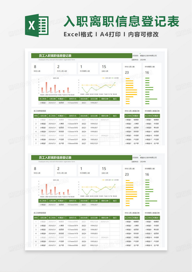 员工入职离职信息登记表excel模板