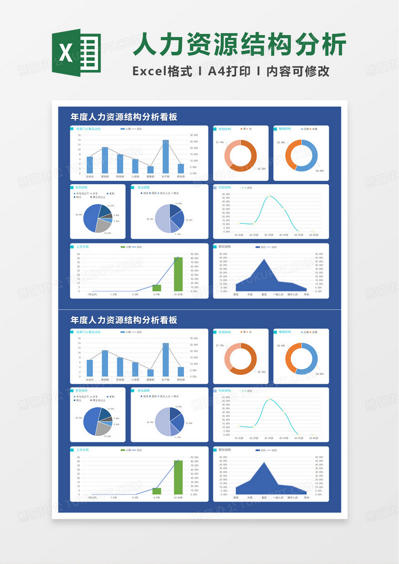 年度人力资源结构分析表excel模板