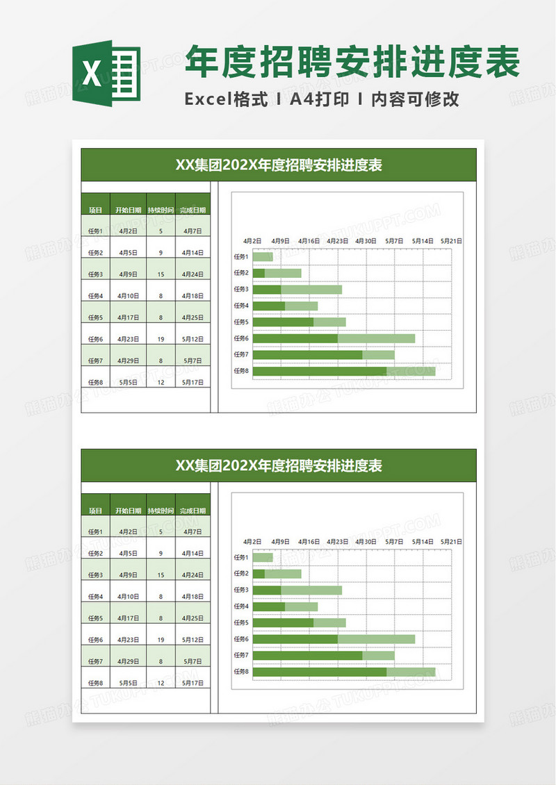 某集团年度招聘安排进度表excel模板