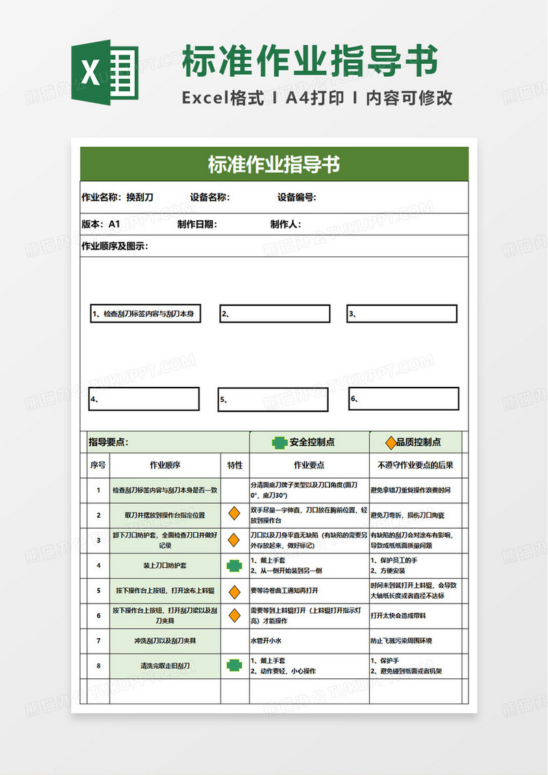标准作业指导书excel模板