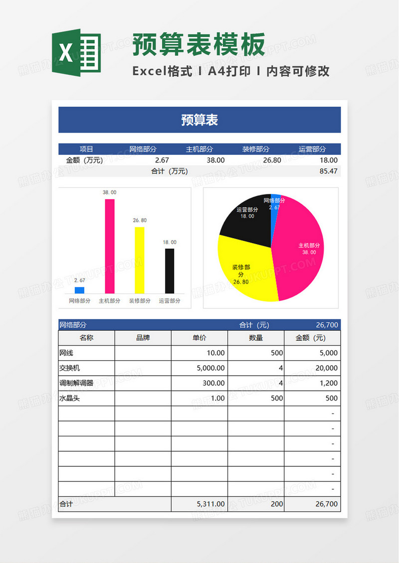预算表excel模版