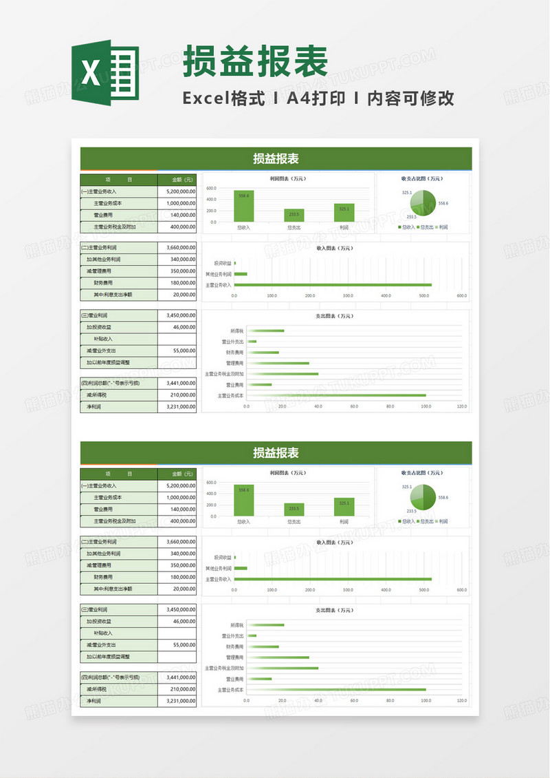 财务报表损益表excel模板