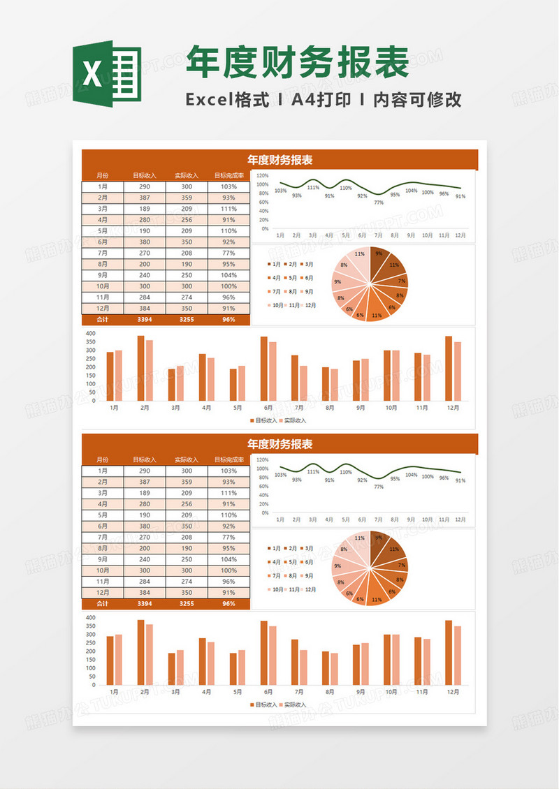 简洁实用年度财务报表excel模板