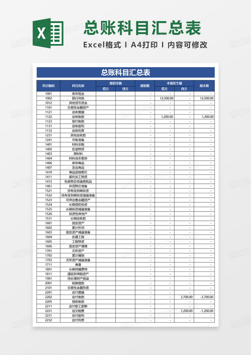 蓝色商务财务收支表excel模板