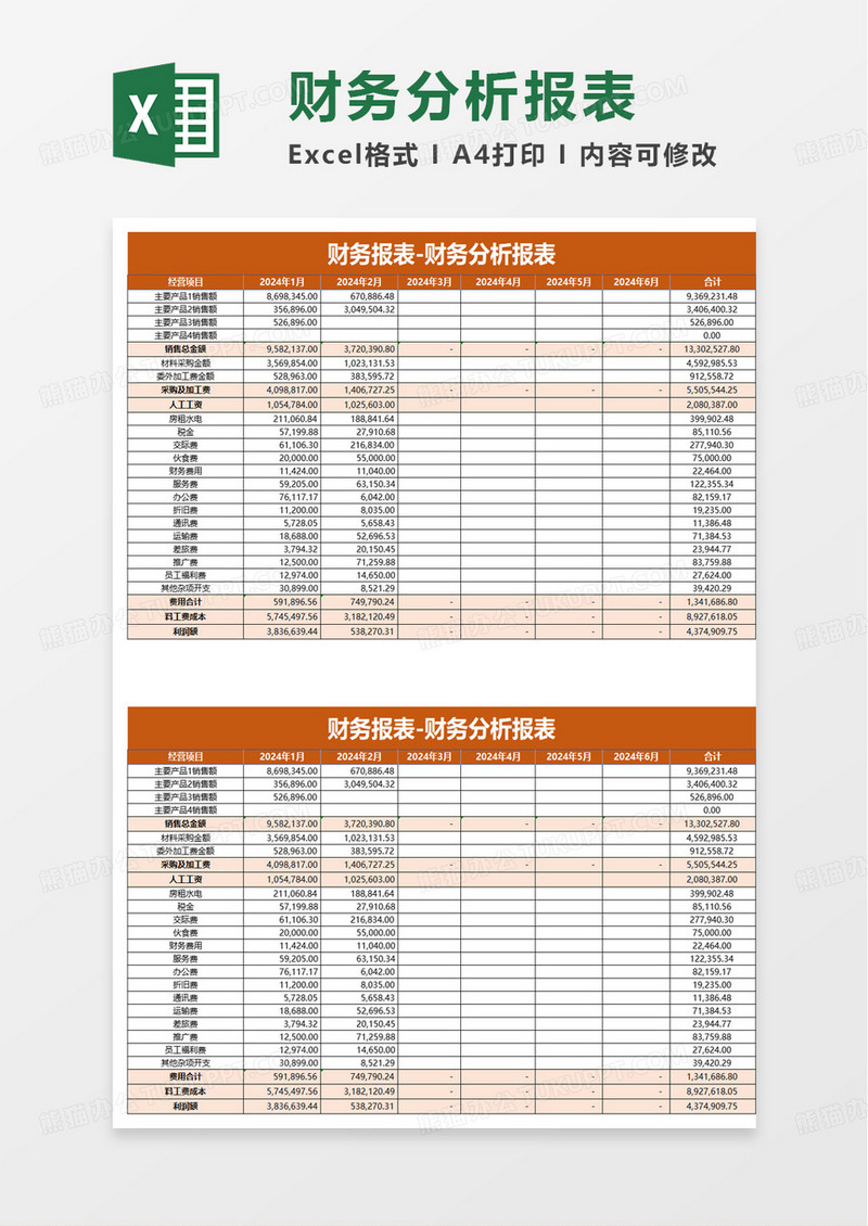 简单实用财务分析报表excel模板