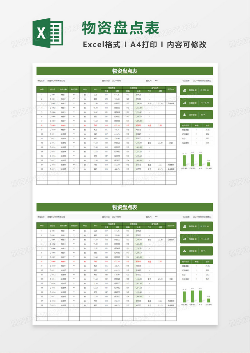 物资盘点表excel模板