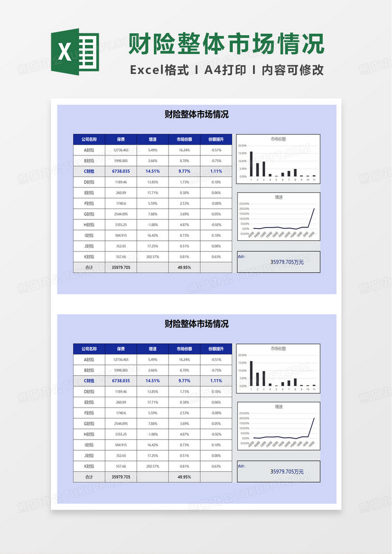 财险整体市场情况excel模板