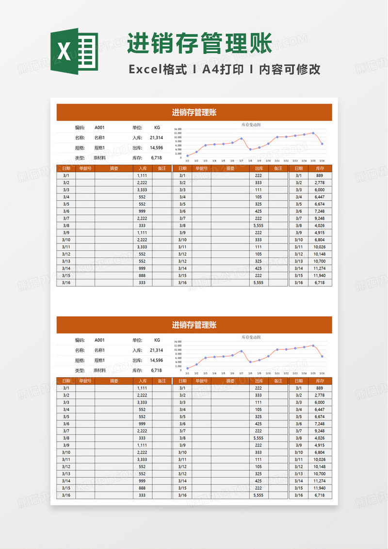 进销存管理账excel模板