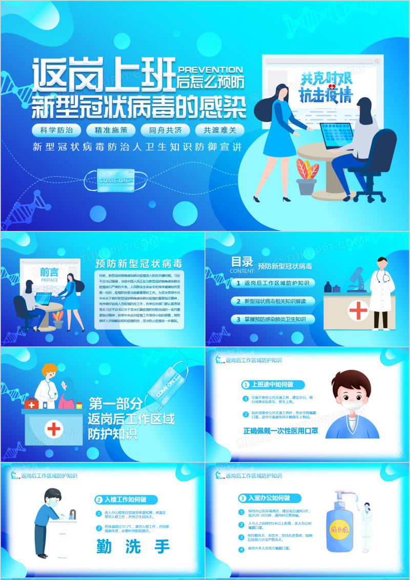 返岗上班预防新型冠状病毒感染动态PPT