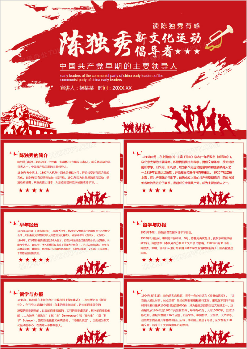 陈独秀新文化运动倡导者读陈独秀有感动态PPT模板