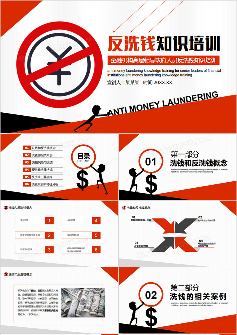 简约金融机构高层领导政府人员反洗钱知识培训动态PPT模板