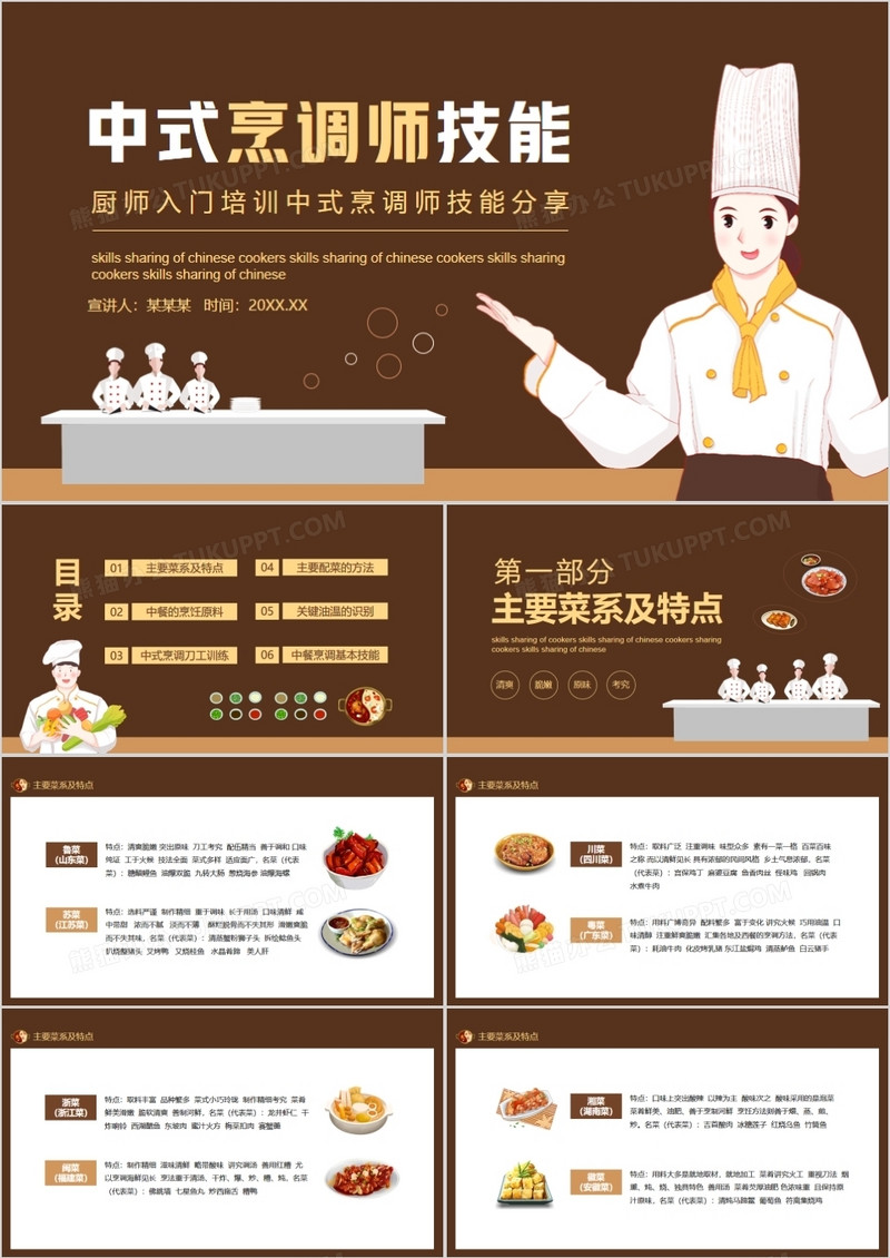 厨师入门培训中式烹调师技能分享动态PPT