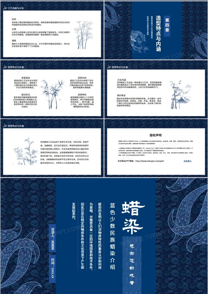 蜡染文化艺术内涵蓝色少数民族蜡染介绍动态ppt