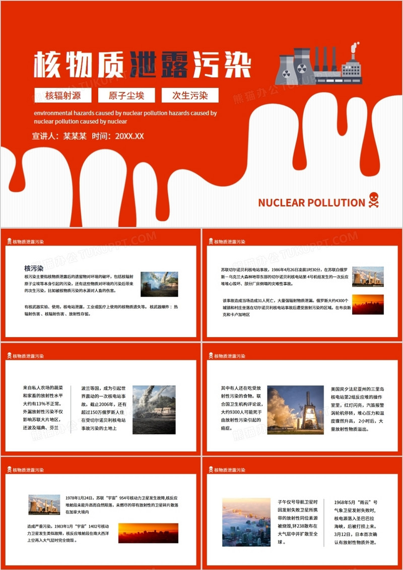 核物质泄露污染核辐射原子尘埃次生污染动态PPT