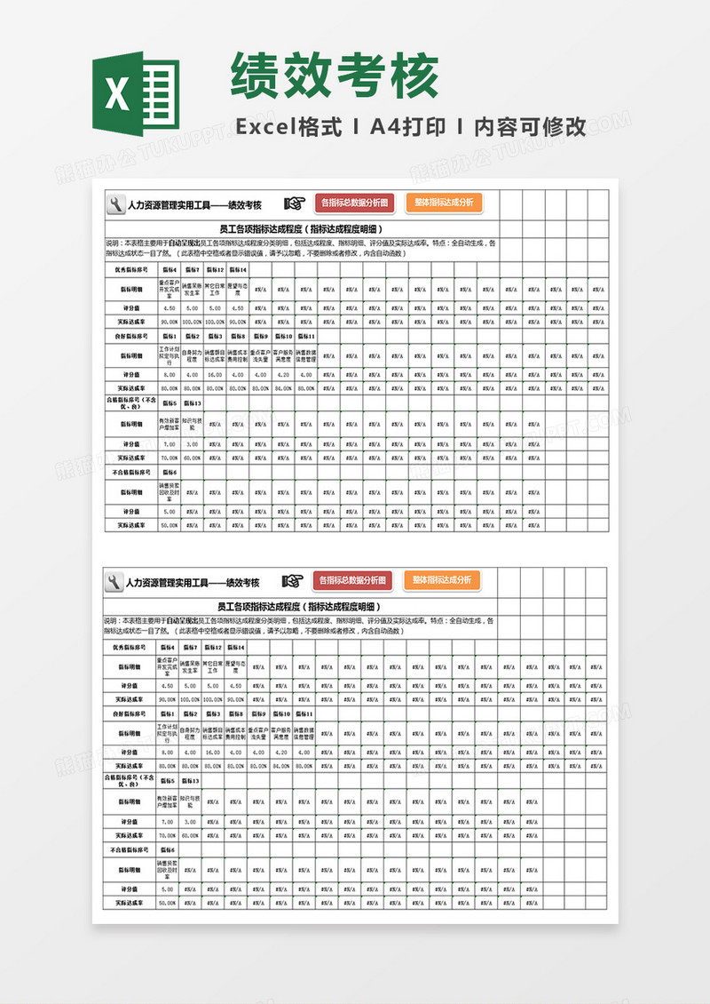 人力资源管理工具绩效考核excel表格