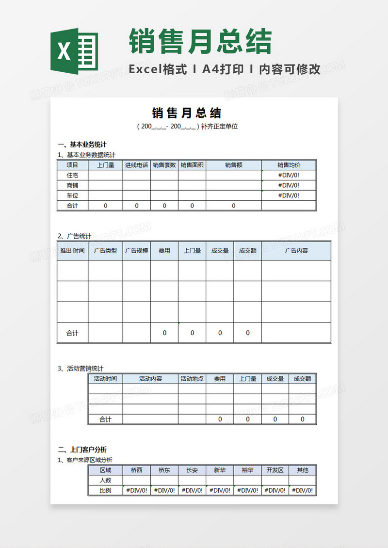 房地产周月销售报表