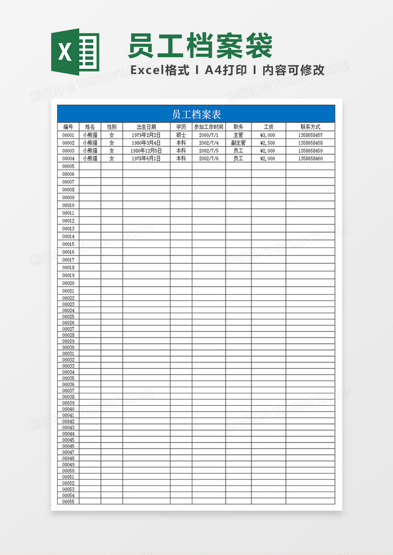 档案表实例拓展Excel表格