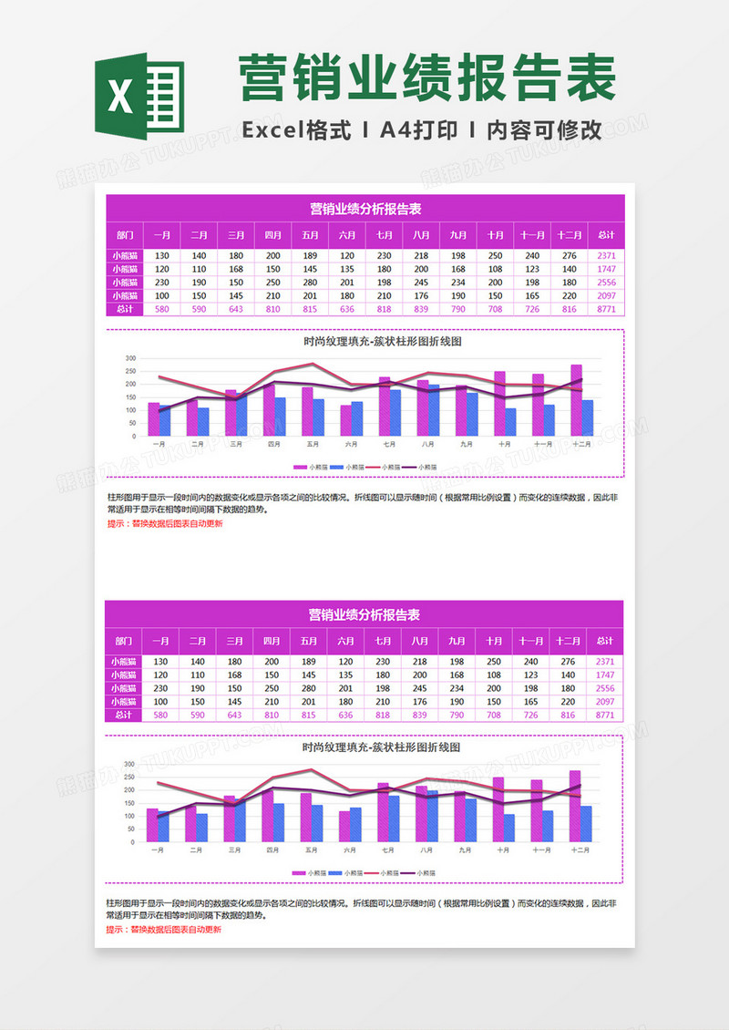 地域销售簇状柱形图折线图excel模板