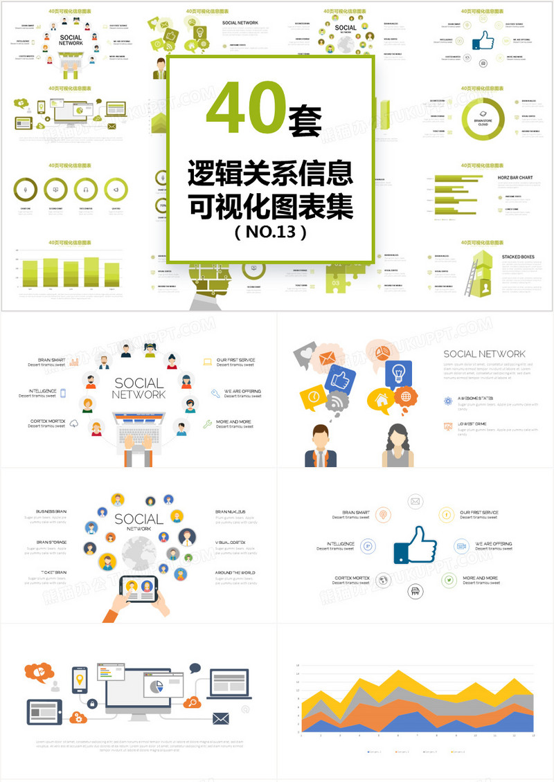 40页逻辑关系图形信息可视化PPT图表