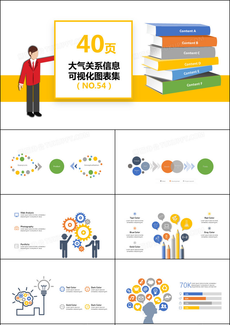 40页多彩大气信息可视化ppt图表