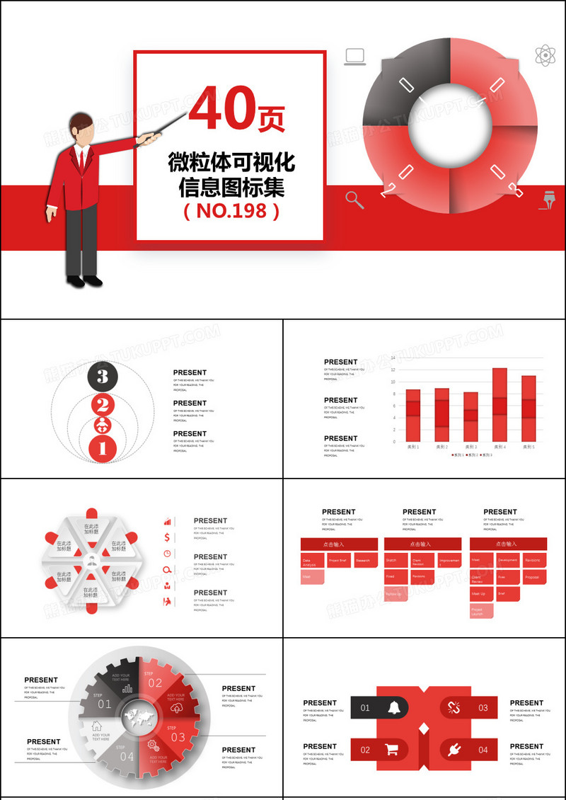 40页微粒体可视化图表PPT模板