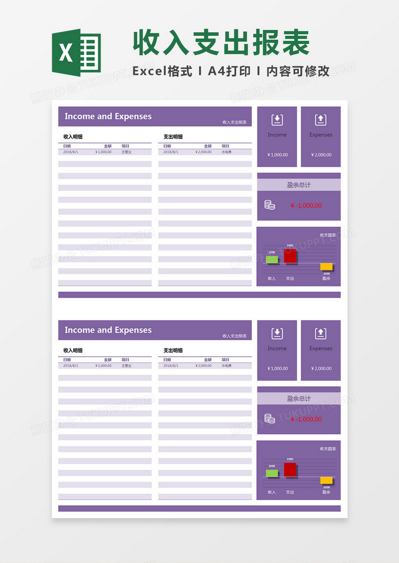 收入支出报表模板