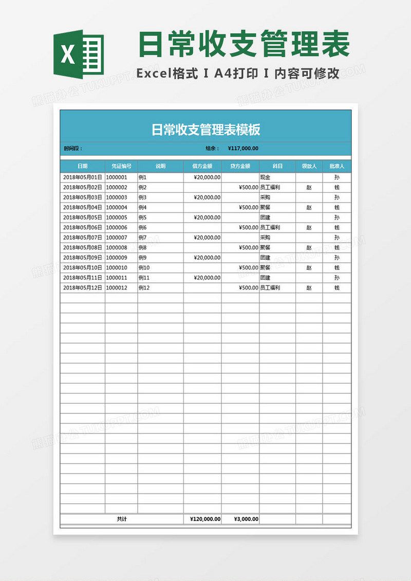 日常收支管理表Excel模板