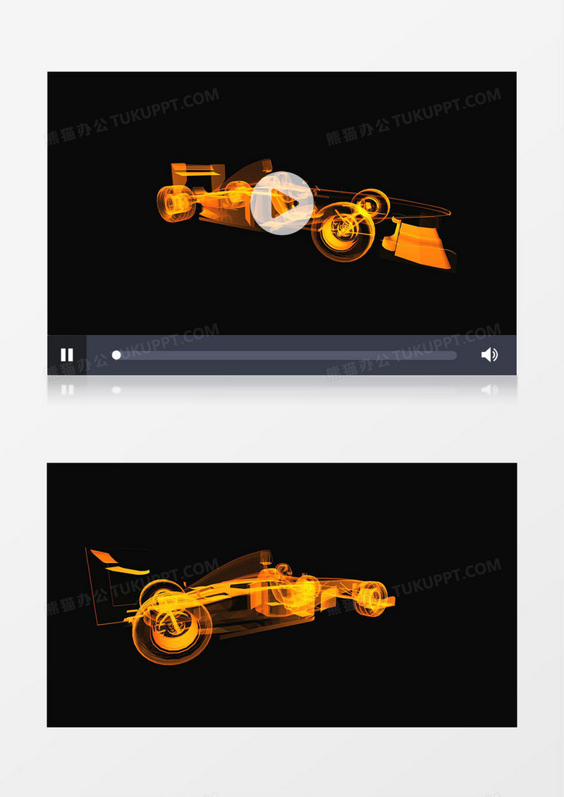 橙色赛车3D建模旋转动画效果视频素材