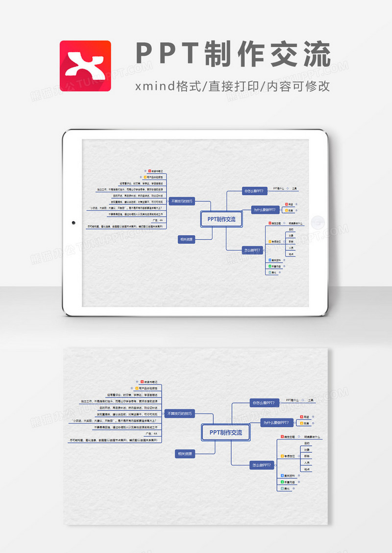 PPT制作交流思维导图XMind模板