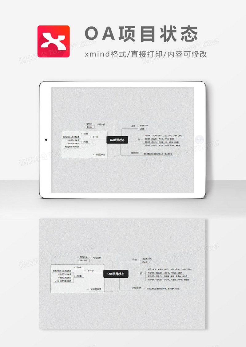 思维导图OA项目状态XMind模板