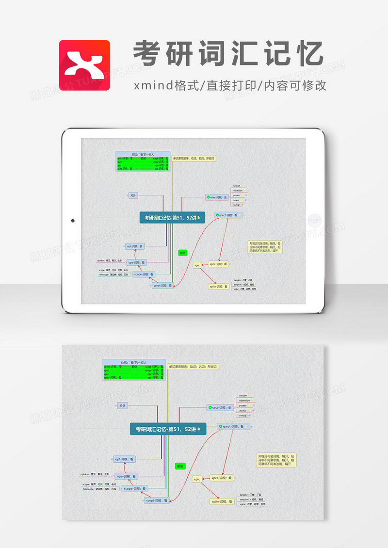 思维导图考研词汇记忆XMind模板