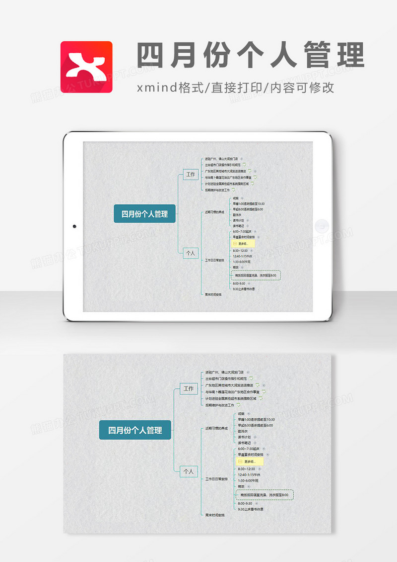 思维导图四月份个人管理XMind模板