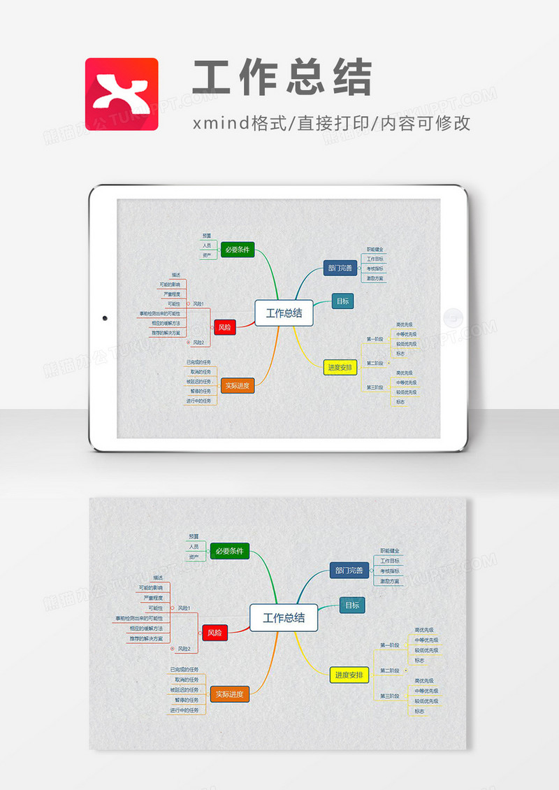 思维导图工作总结简约XMind模板