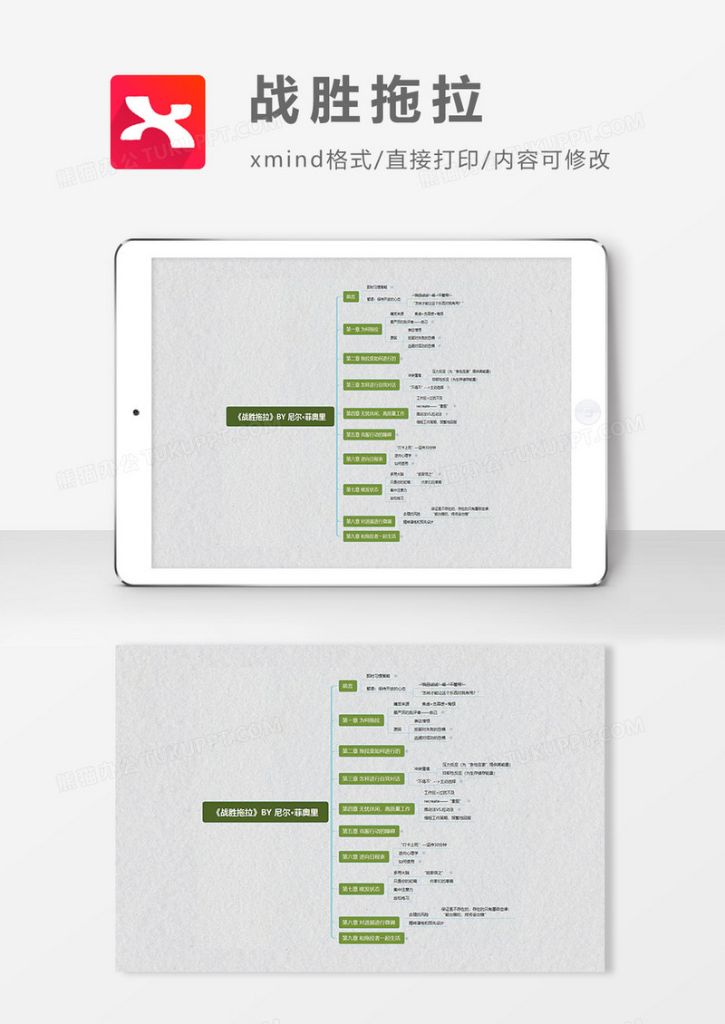 思维导图简约战胜拖拉XMind模板