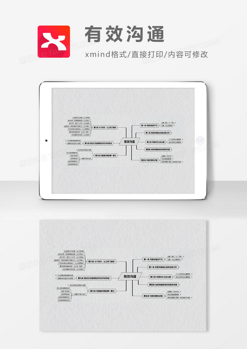 思维导图有效沟通简约XMind模板