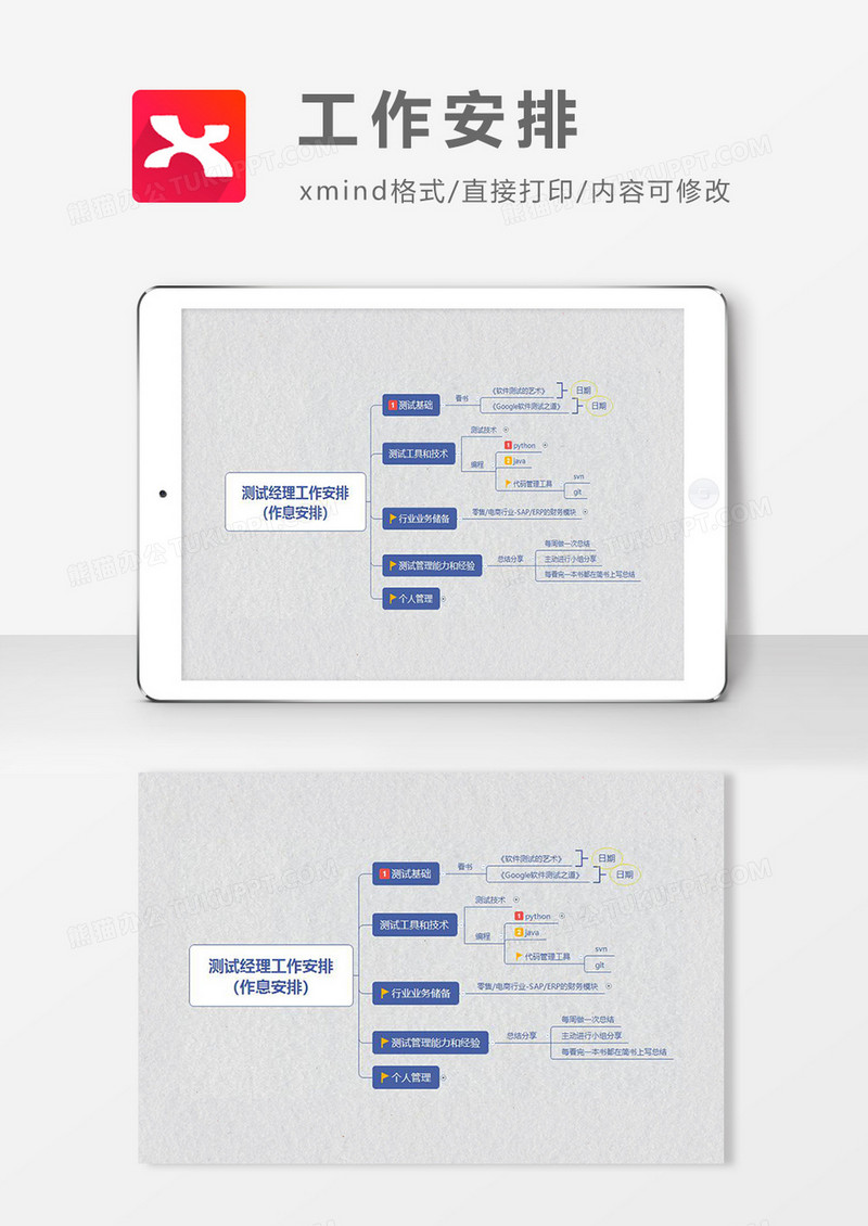 工作安排思维导图XMind模板