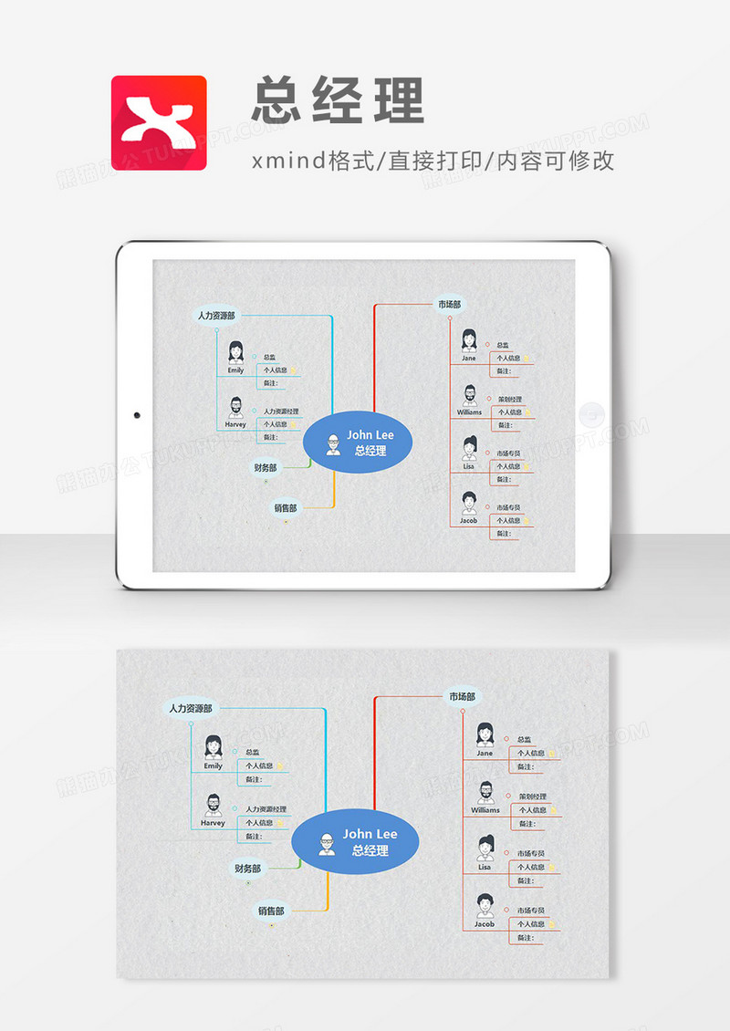 思维导图简洁总经理XMind模板