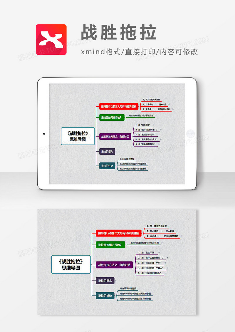 思维导图简洁战胜拖拉XMind模板