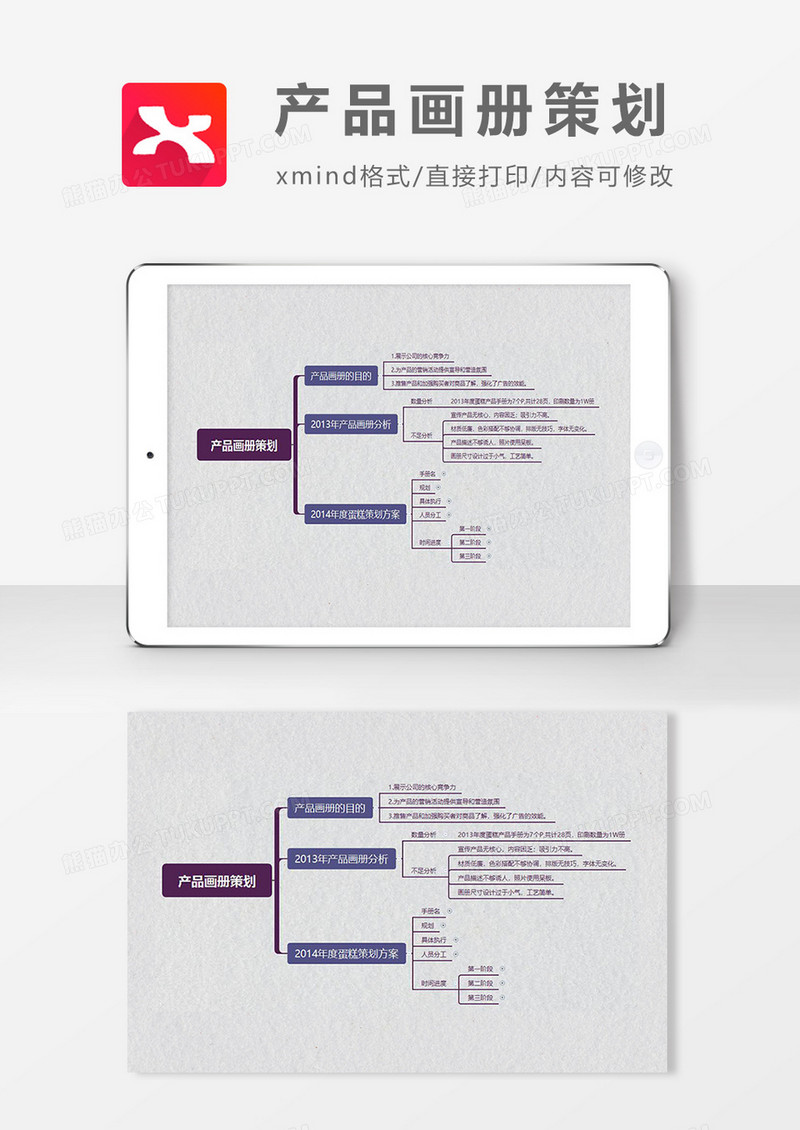 思维导图简洁产品画册策划 XMind模板